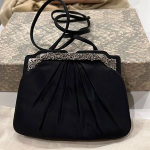 Vintage Judith Lieber Black satin clutch